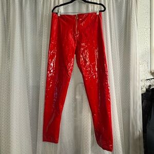 Mary Wyatt red zip front pants